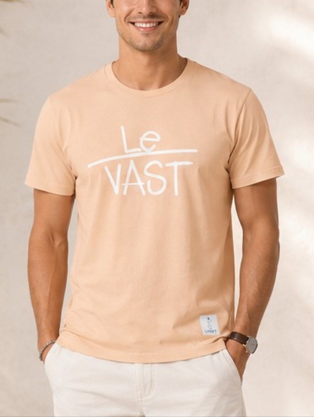 Le VAST Graphic Tee in Light Peach